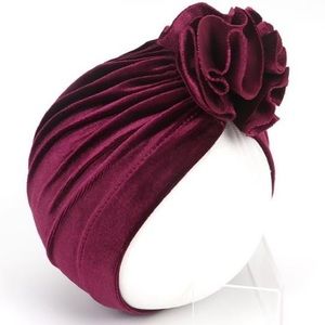 Girls Velvet Flower Turban Hat Baby Toddler